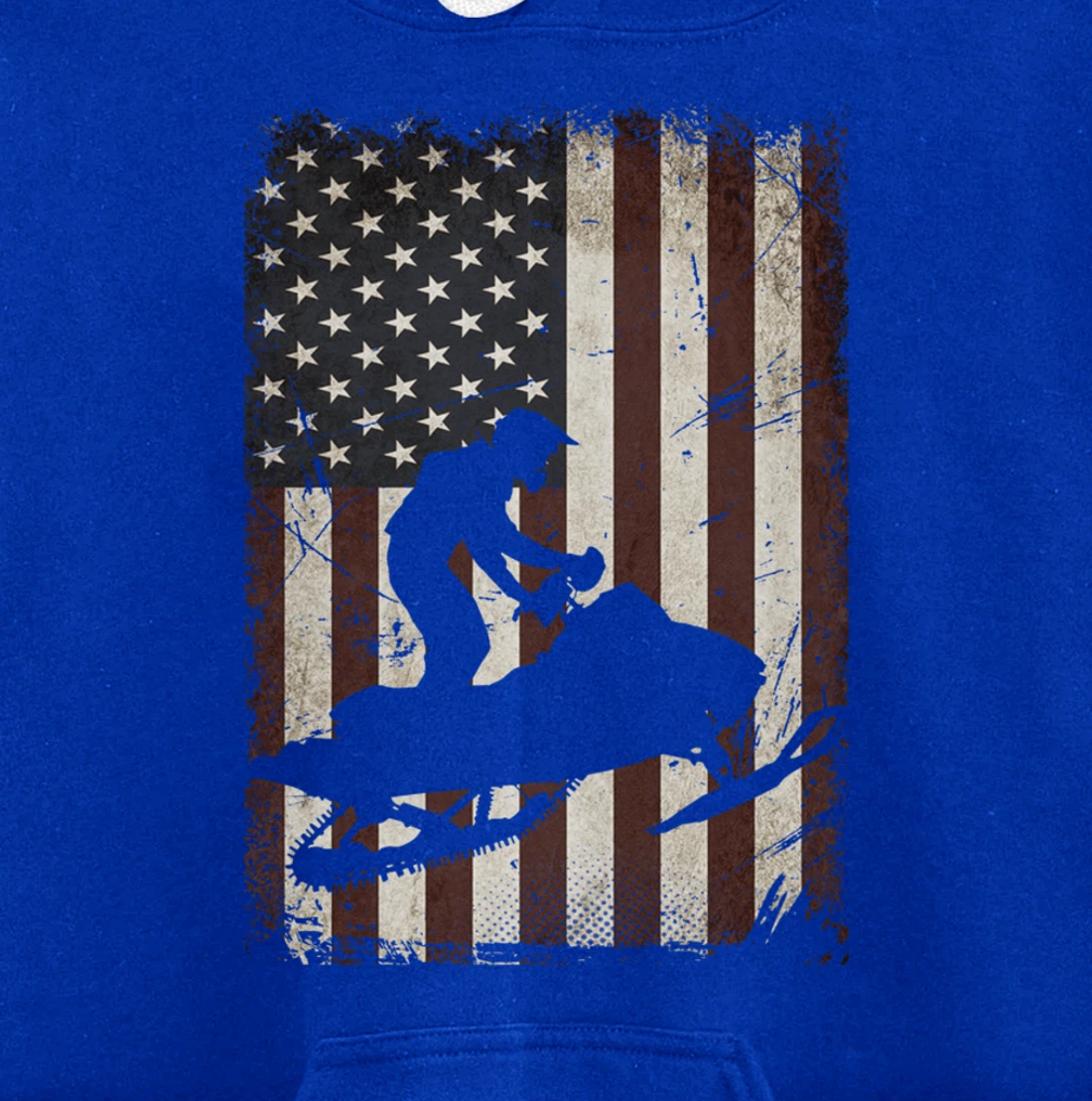 Snowmobiling American Flag Vintage Snowmobile Rider Gift Men Pullover Hoodie