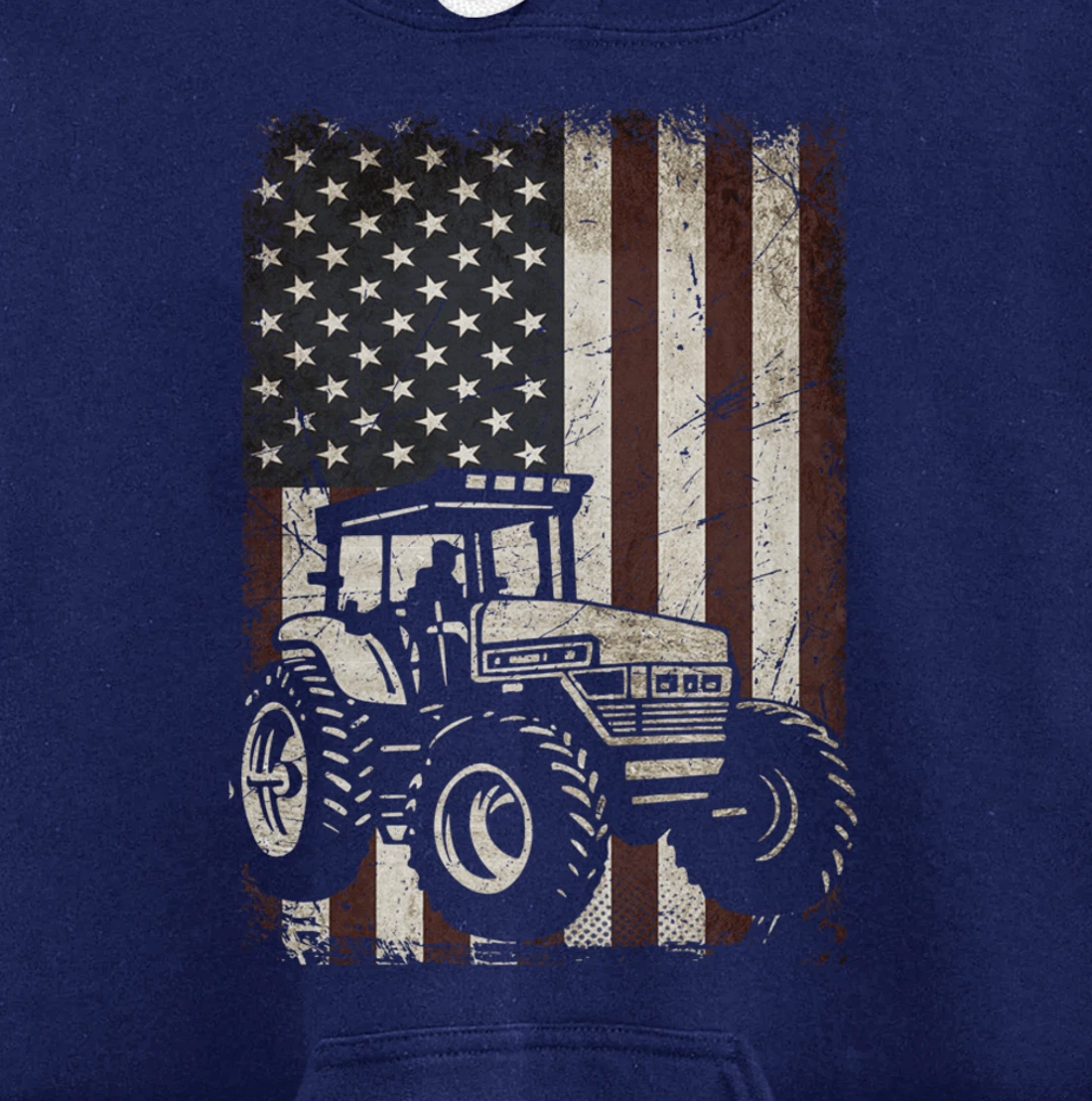 Farm Tractors American Flag Vintage Tennis Farming Gifts Men Pullover Hoodie