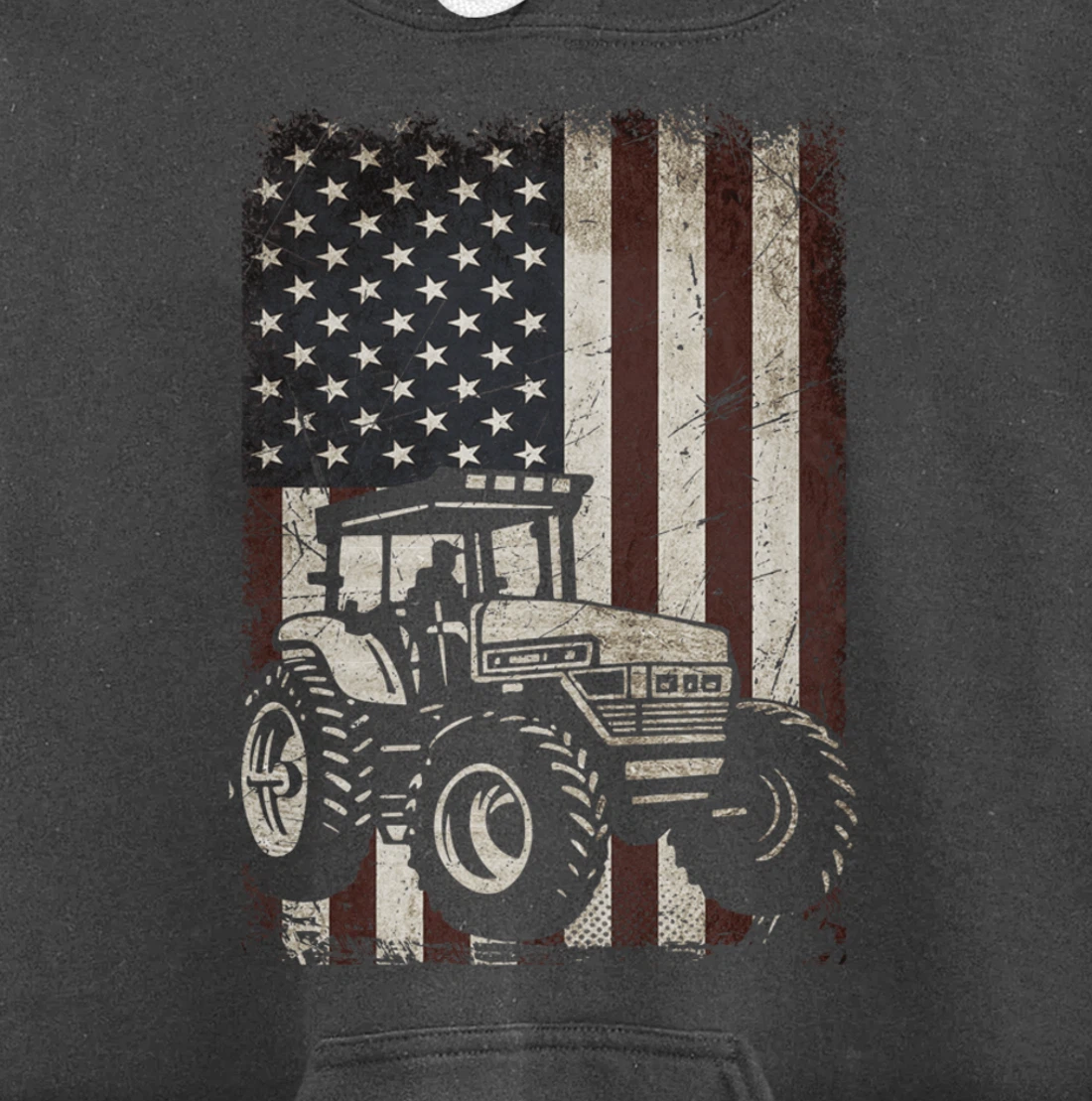 Farm Tractors American Flag Vintage Tennis Farming Gifts Men Pullover Hoodie