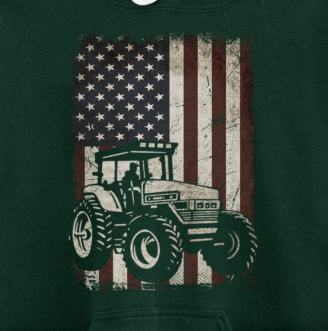 Farm Tractors American Flag Vintage Tennis Farming Gifts Men Pullover Hoodie