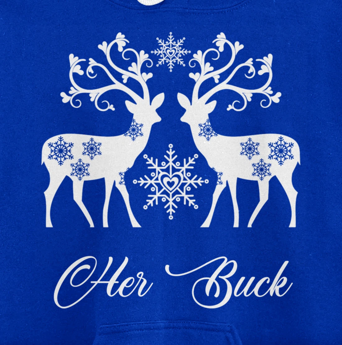 Her Buck His Doe Reindeer Xmas Pajamas Matching Couples Fun Pullover Hoodie