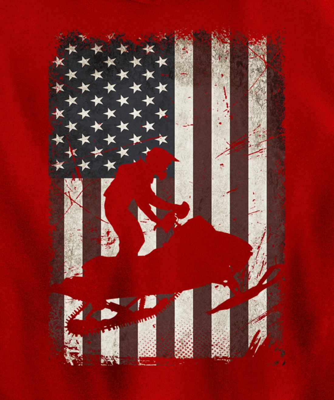 Snowmobiling American Flag Vintage Snowmobile Rider Gift Men Pullover Hoodie