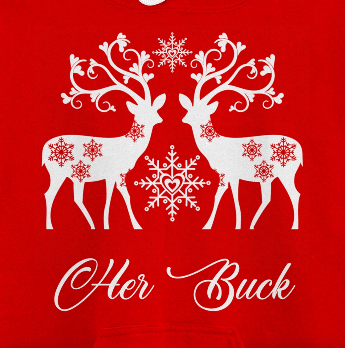 Her Buck His Doe Reindeer Xmas Pajamas Matching Couples Fun Pullover Hoodie