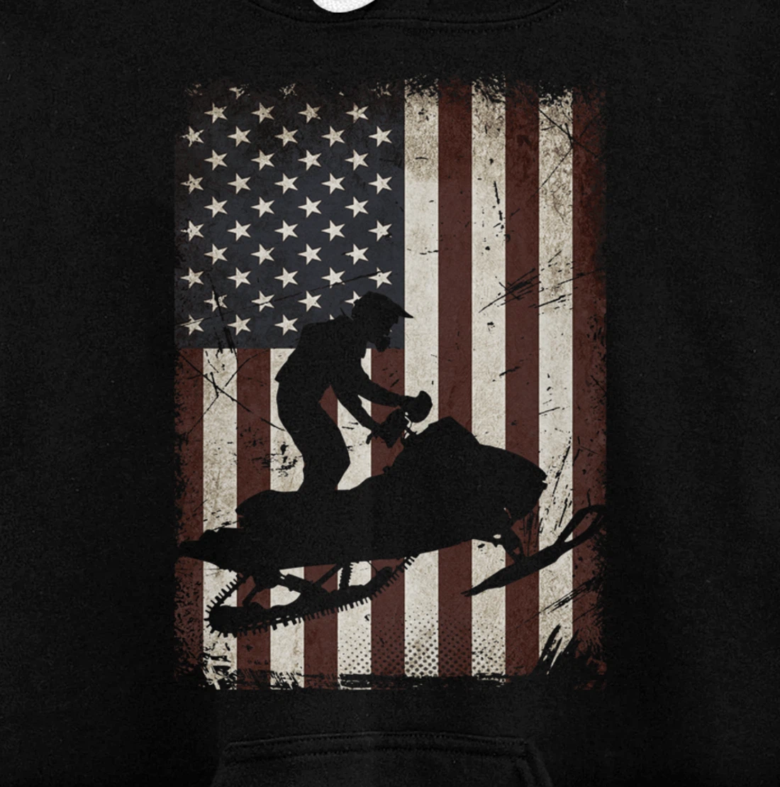Snowmobiling American Flag Vintage Snowmobile Rider Gift Men Pullover Hoodie