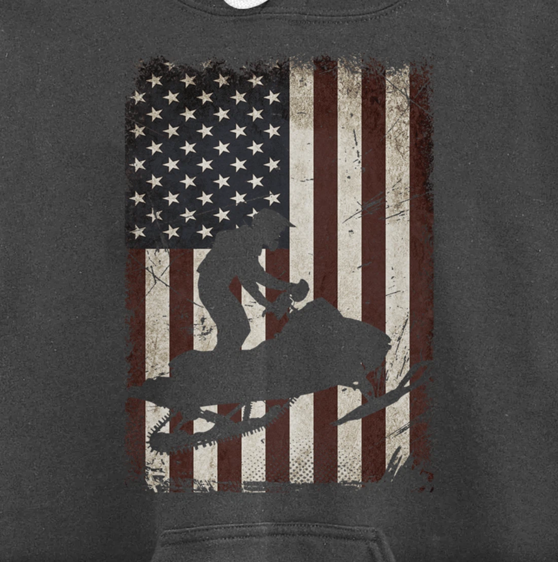 Snowmobiling American Flag Vintage Snowmobile Rider Gift Men Pullover Hoodie