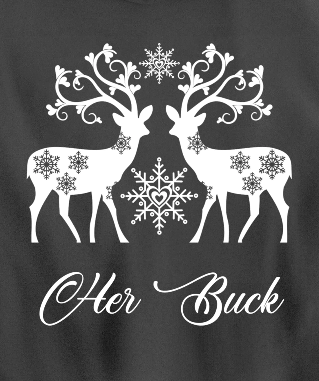 Her Buck His Doe Reindeer Xmas Pajamas Matching Couples Fun Pullover Hoodie