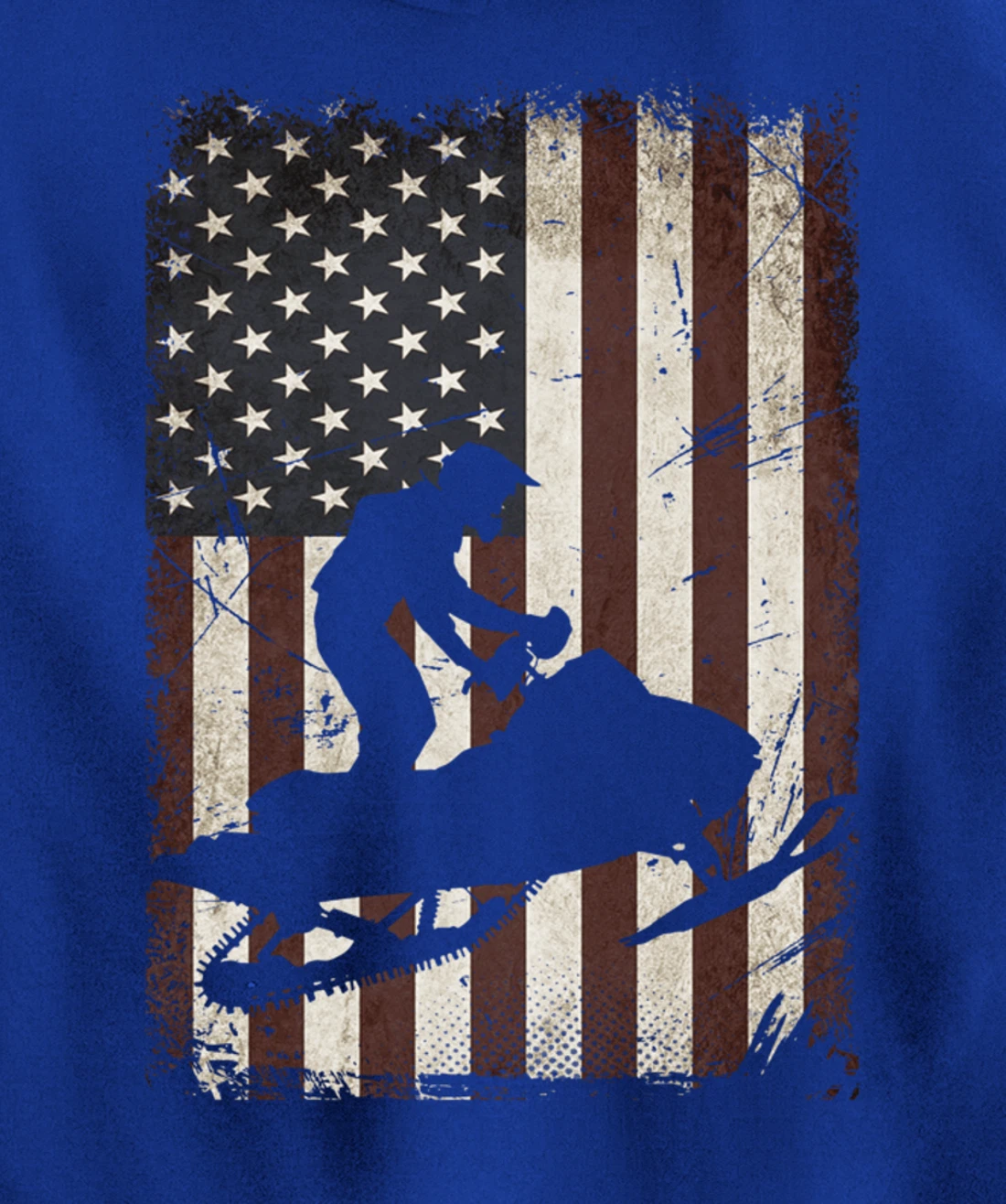 Snowmobiling American Flag Vintage Snowmobile Rider Gift Men Pullover Hoodie