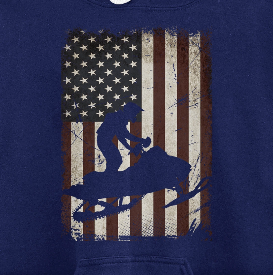 Snowmobiling American Flag Vintage Snowmobile Rider Gift Men Pullover Hoodie