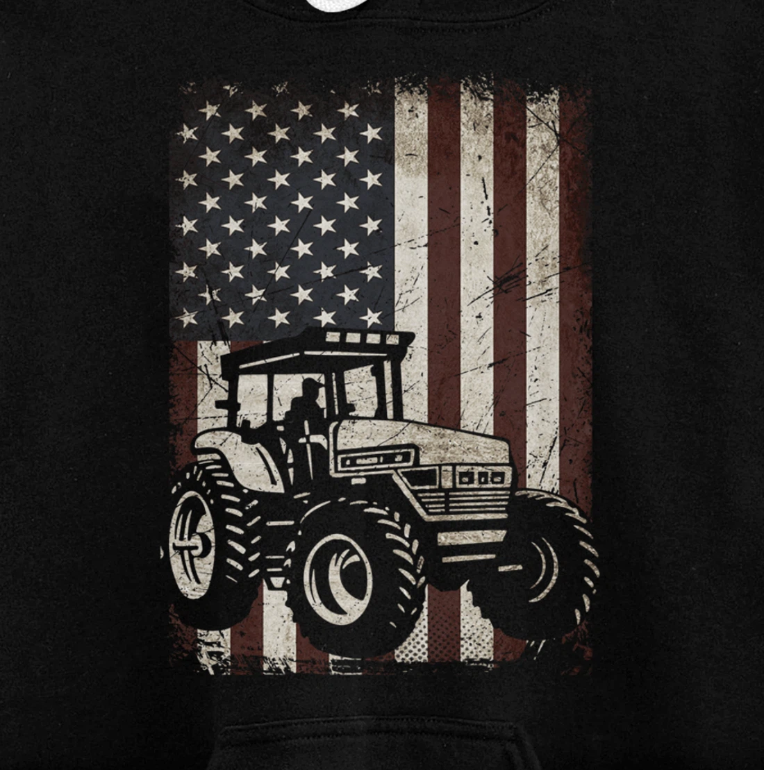 Farm Tractors American Flag Vintage Tennis Farming Gifts Men Pullover Hoodie