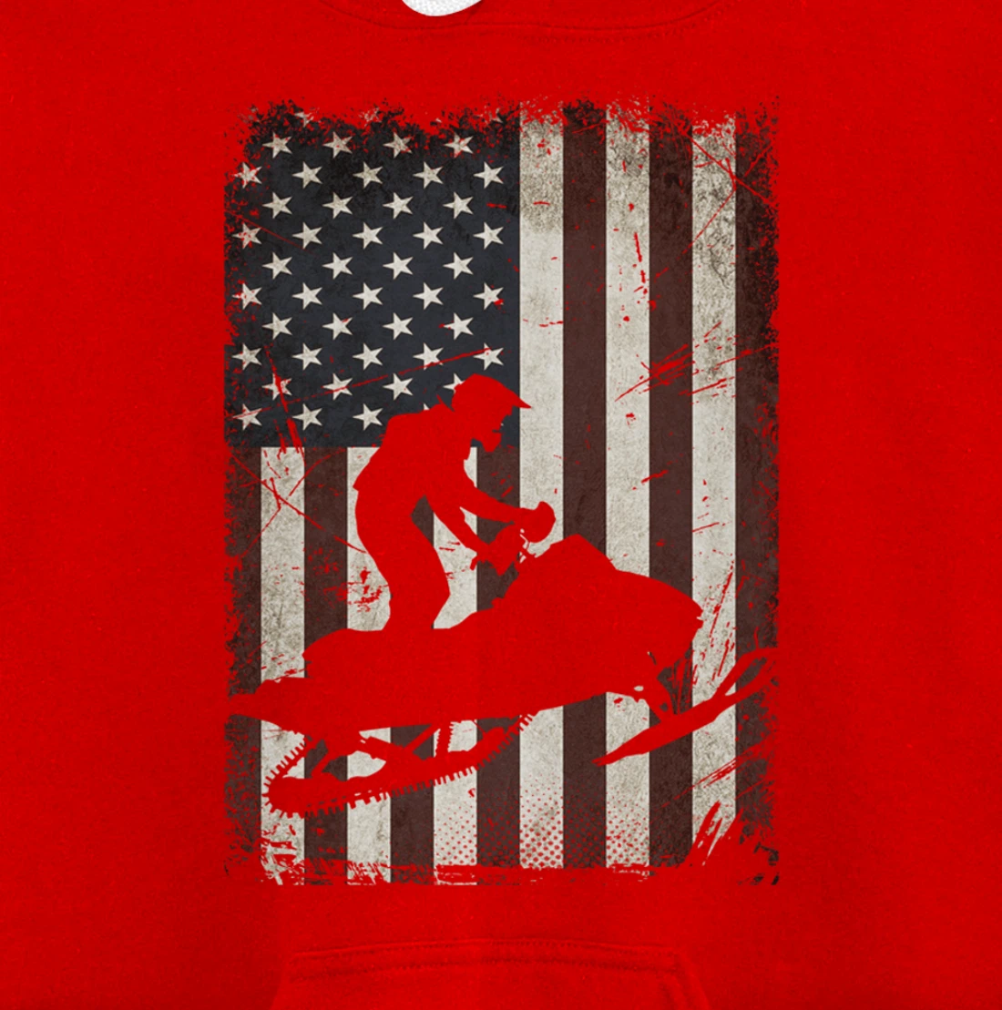 Snowmobiling American Flag Vintage Snowmobile Rider Gift Men Pullover Hoodie