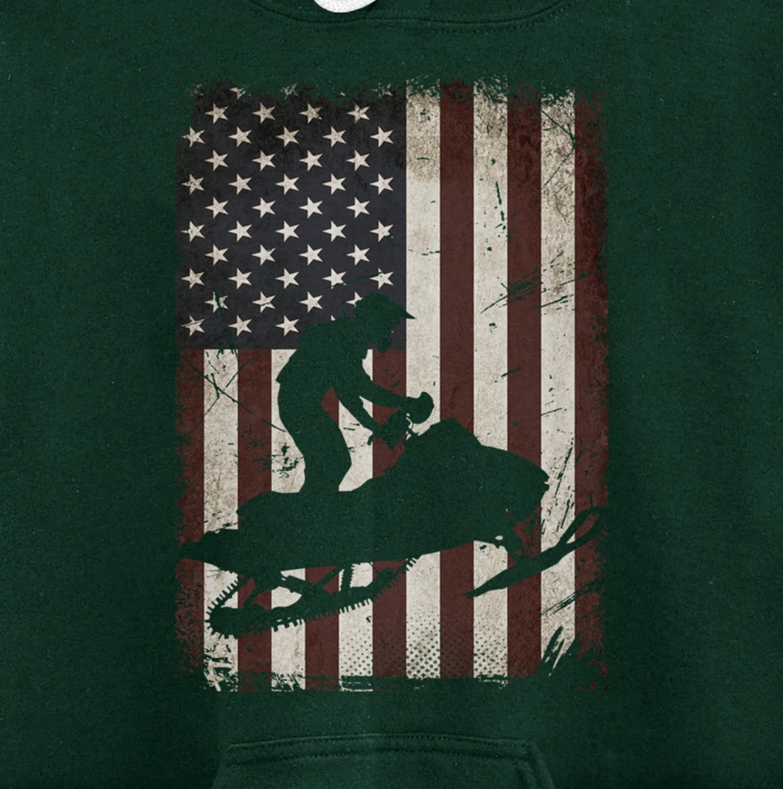 Snowmobiling American Flag Vintage Snowmobile Rider Gift Men Pullover Hoodie