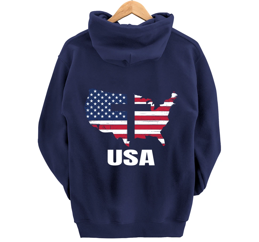 USA Christian John 3.16 Cross Religious Pullover Hoodie