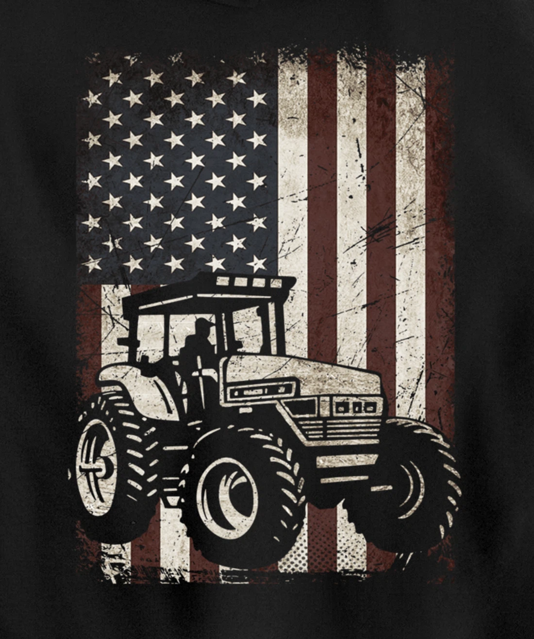 Farm Tractors American Flag Vintage Tennis Farming Gifts Men Pullover Hoodie