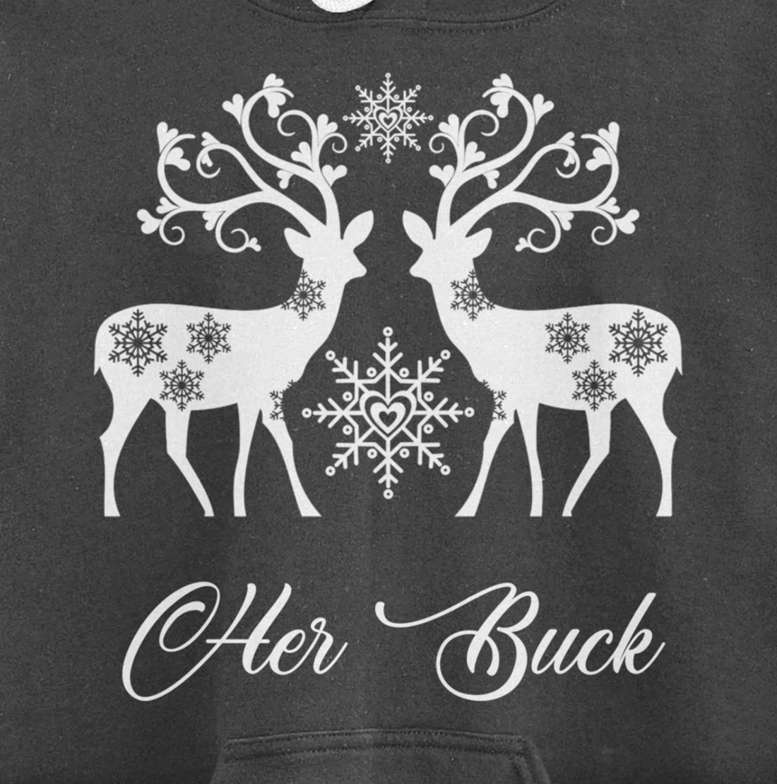 Her Buck His Doe Reindeer Xmas Pajamas Matching Couples Fun Pullover Hoodie