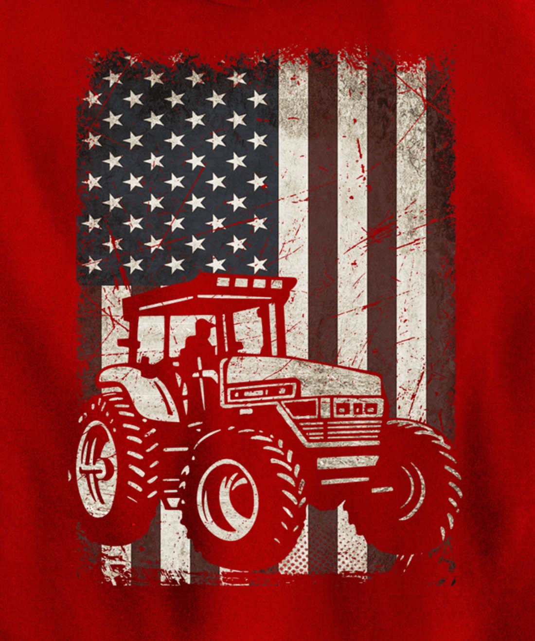 Farm Tractors American Flag Vintage Tennis Farming Gifts Men Pullover Hoodie