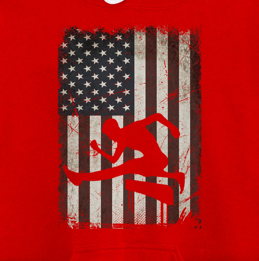 Track and Field Player American Flag Vintage Hurdles Gifts Pullover Hoodie