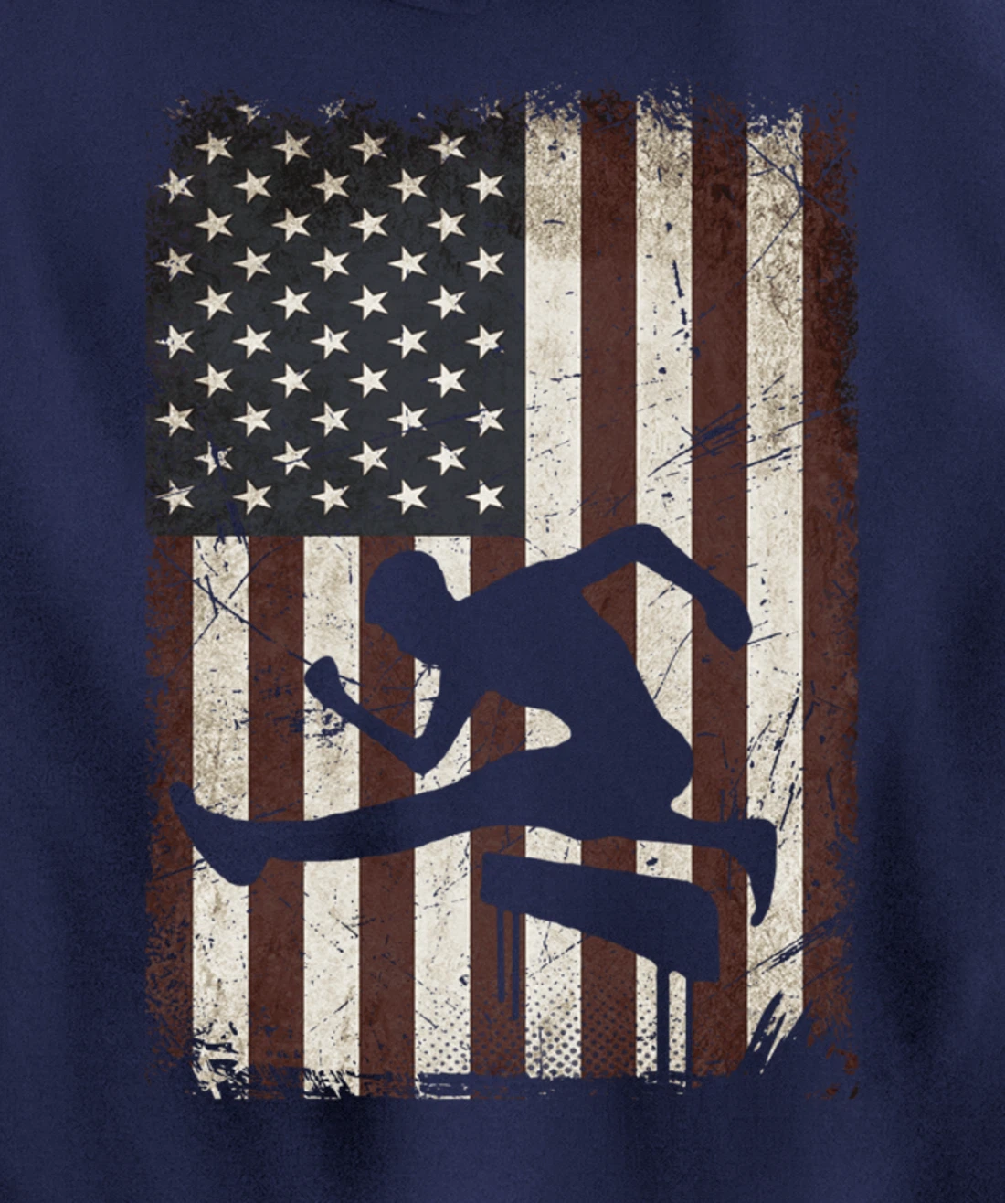 Track and Field Player American Flag Vintage Hurdles Gifts Pullover Hoodie