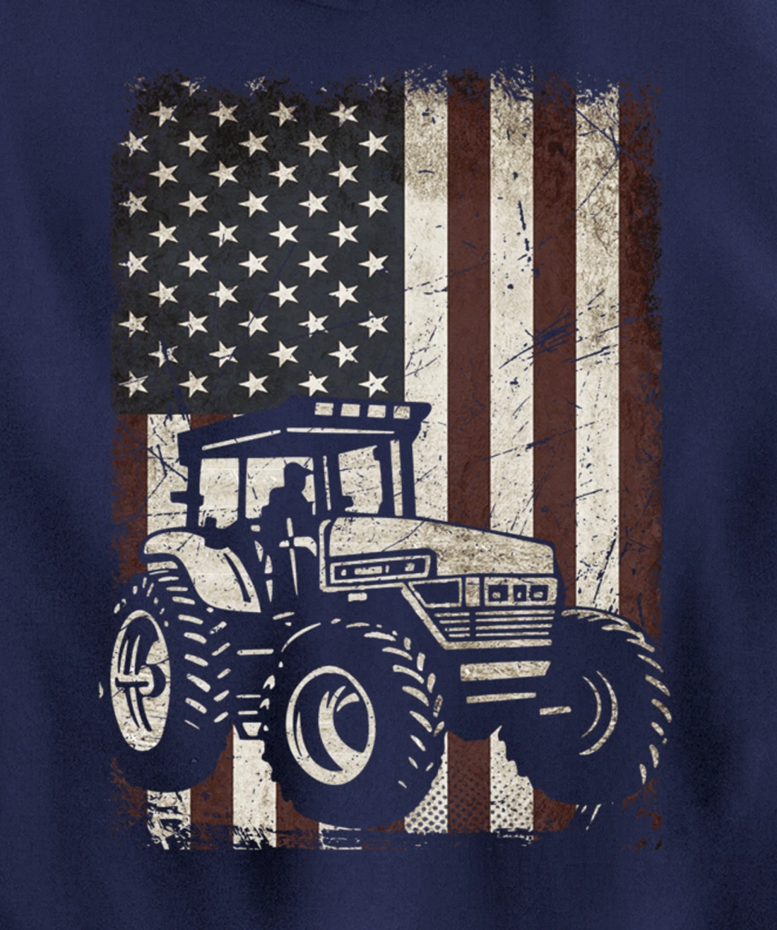 Farm Tractors American Flag Vintage Tennis Farming Gifts Men Pullover Hoodie