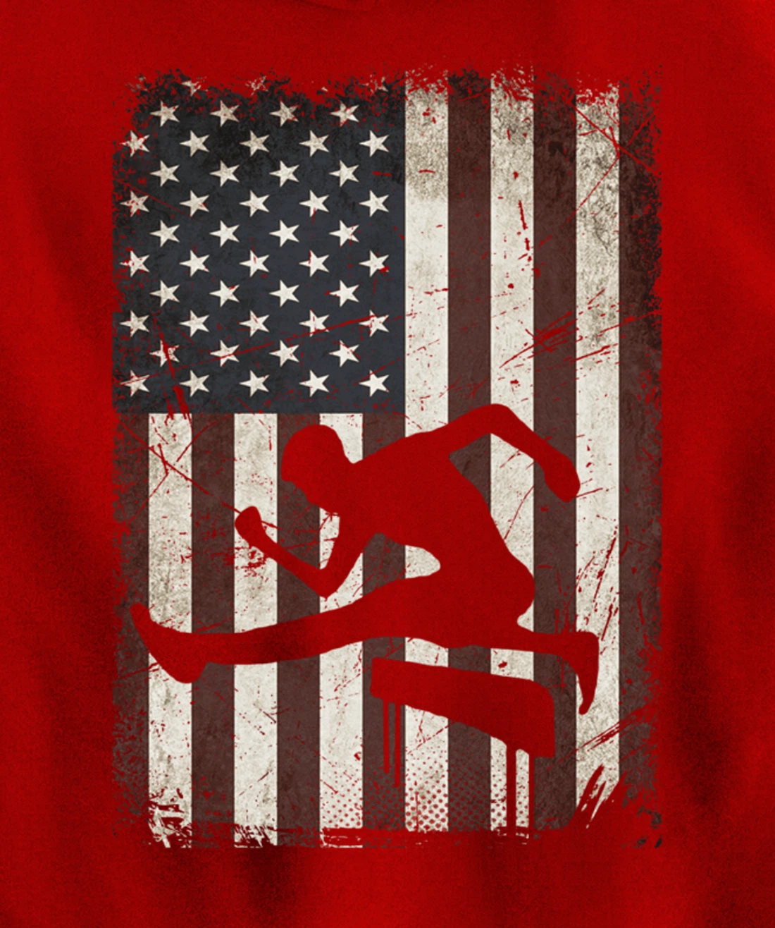 Track and Field Player American Flag Vintage Hurdles Gifts Pullover Hoodie
