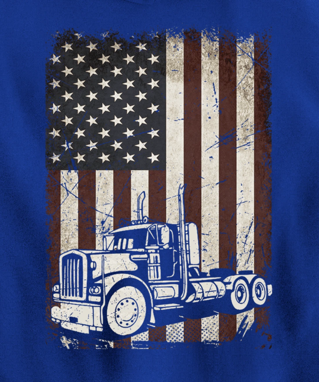 Trucking American Flag Vintage Tennis Truck Trucker Gift Men Pullover Hoodie