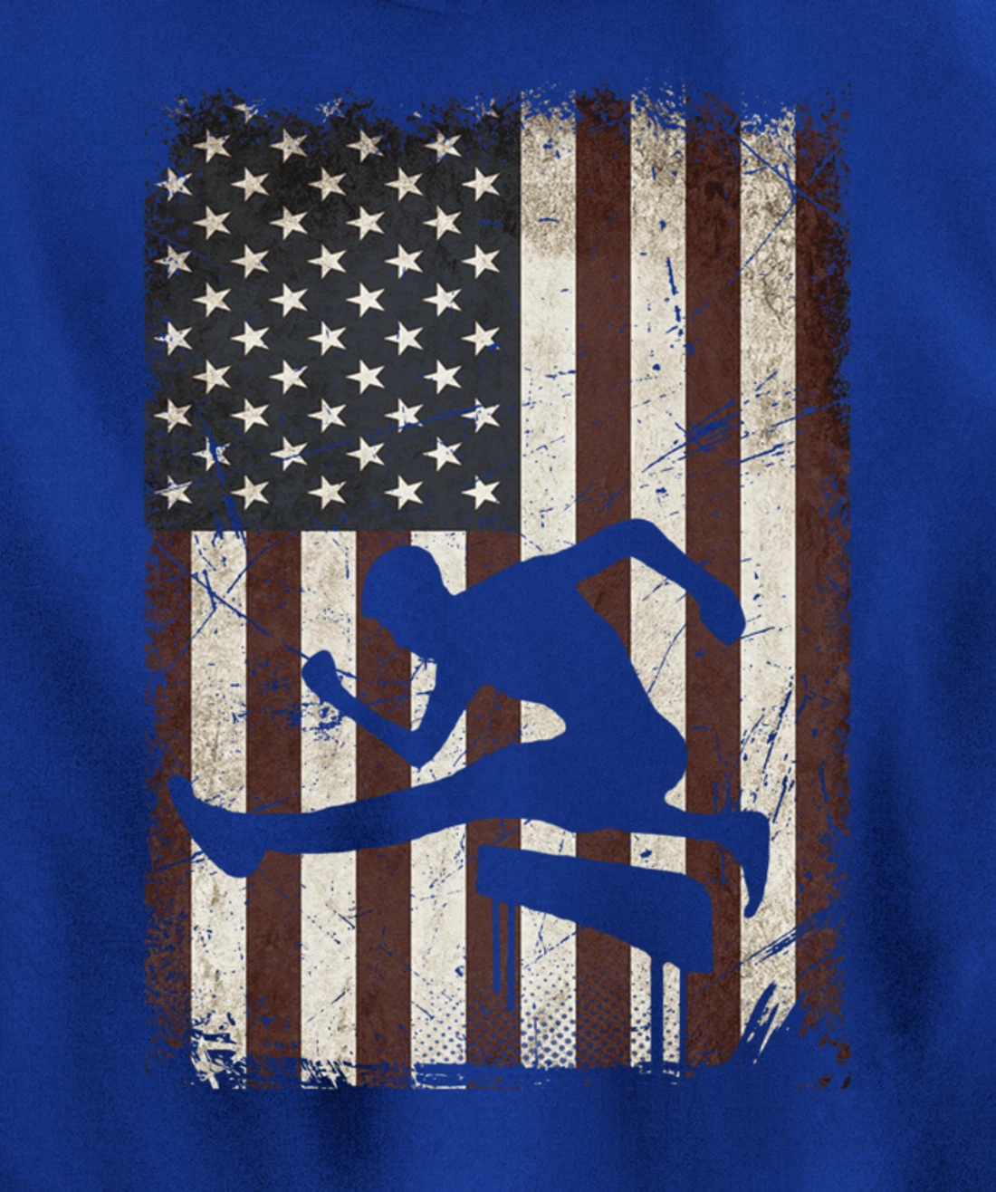 Track and Field Player American Flag Vintage Hurdles Gifts Pullover Hoodie