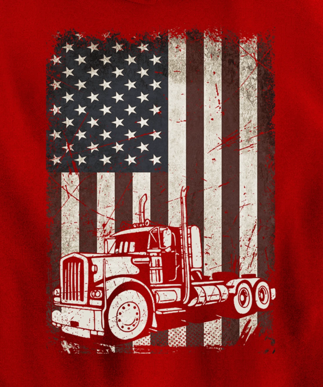 Trucking American Flag Vintage Tennis Truck Trucker Gift Men Pullover Hoodie