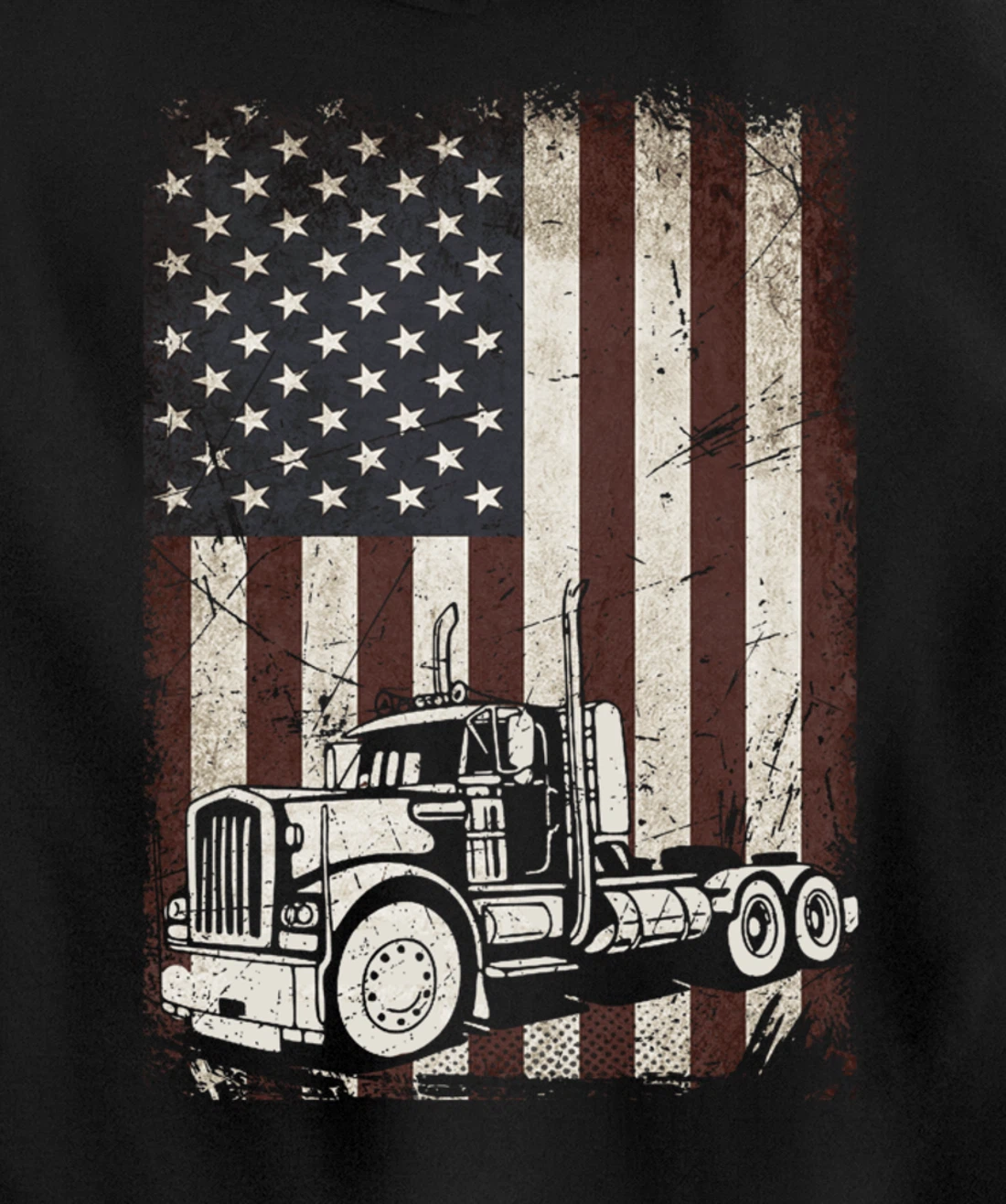 Trucking American Flag Vintage Tennis Truck Trucker Gift Men Pullover Hoodie