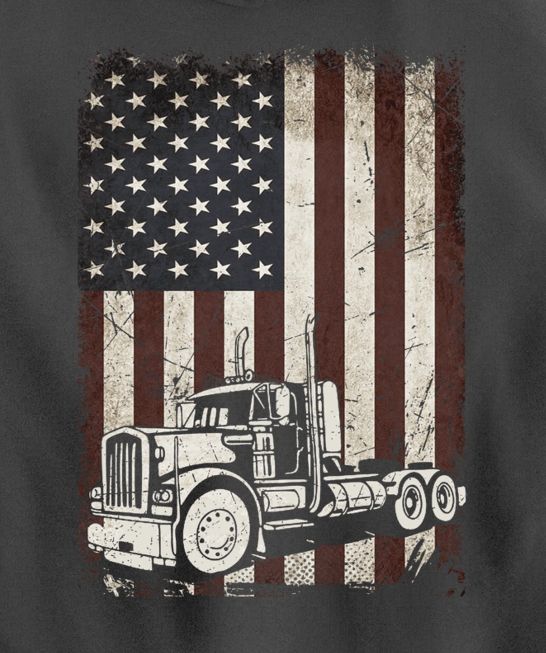 Trucking American Flag Vintage Tennis Truck Trucker Gift Men Pullover Hoodie