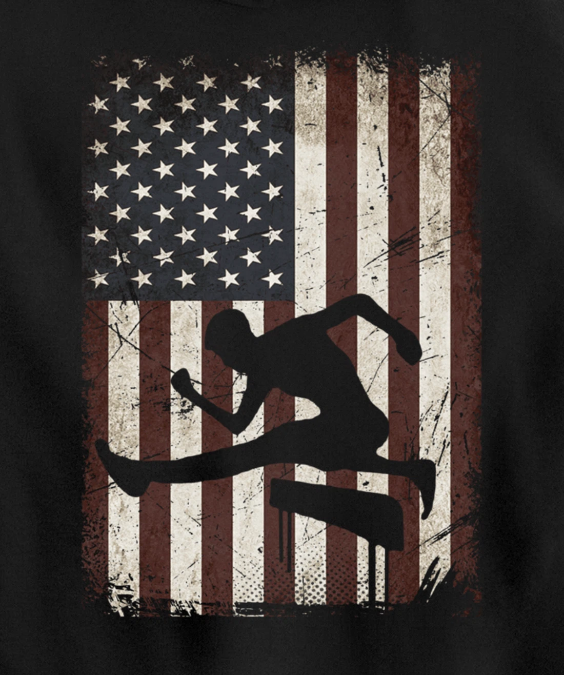 Track and Field Player American Flag Vintage Hurdles Gifts Pullover Hoodie