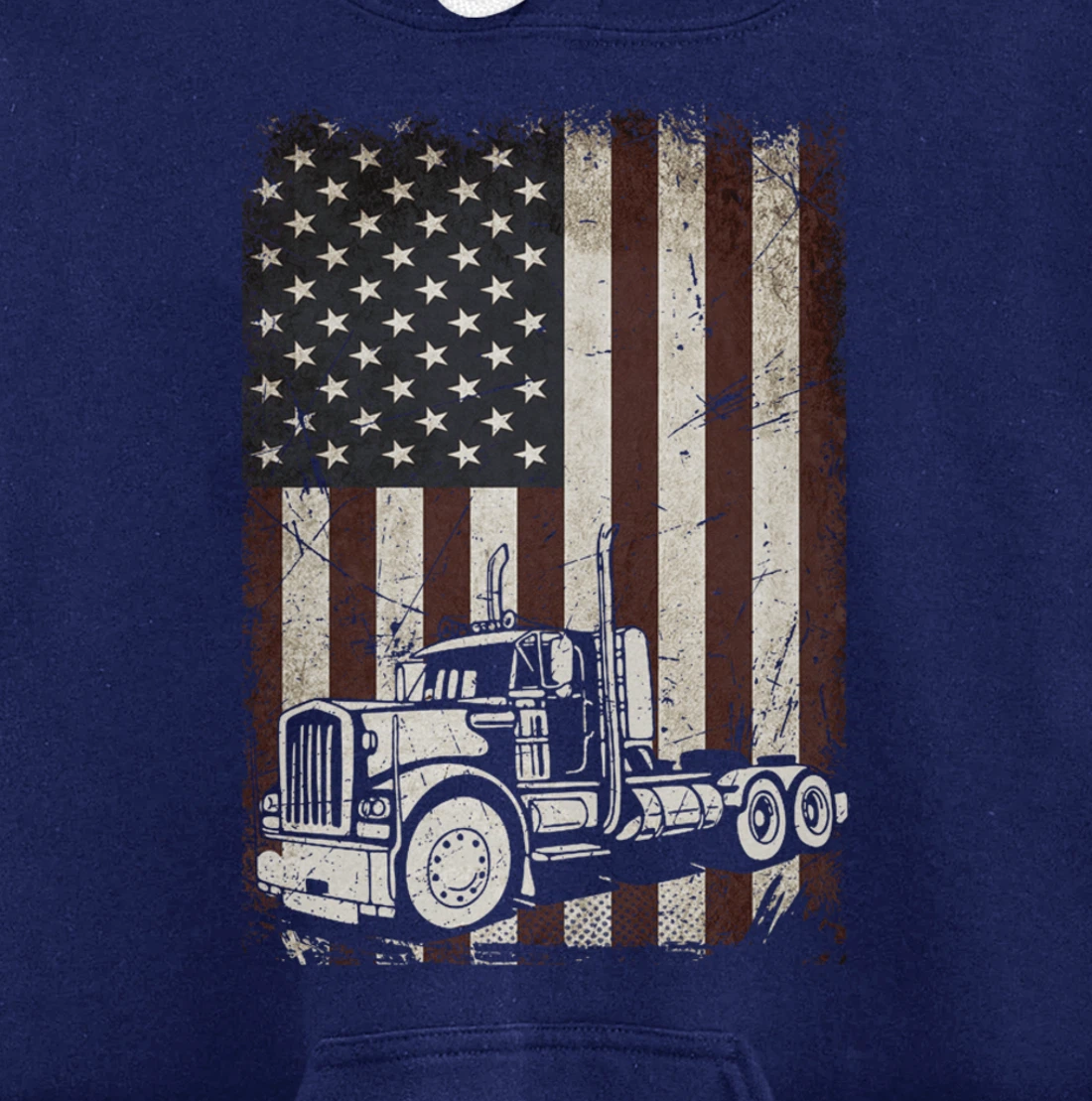 Trucking American Flag Vintage Tennis Truck Trucker Gift Men Pullover Hoodie