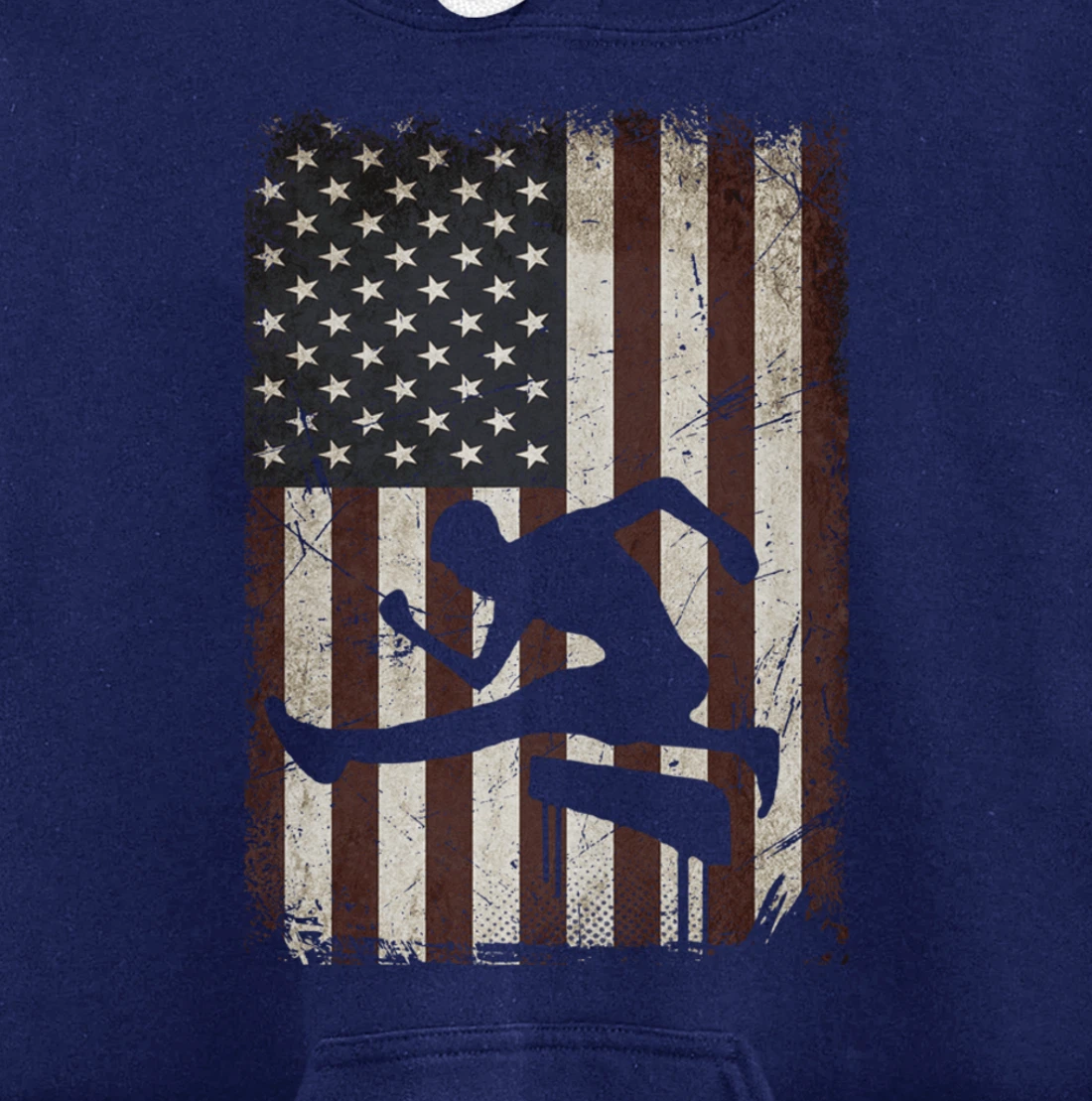 Track and Field Player American Flag Vintage Hurdles Gifts Pullover Hoodie