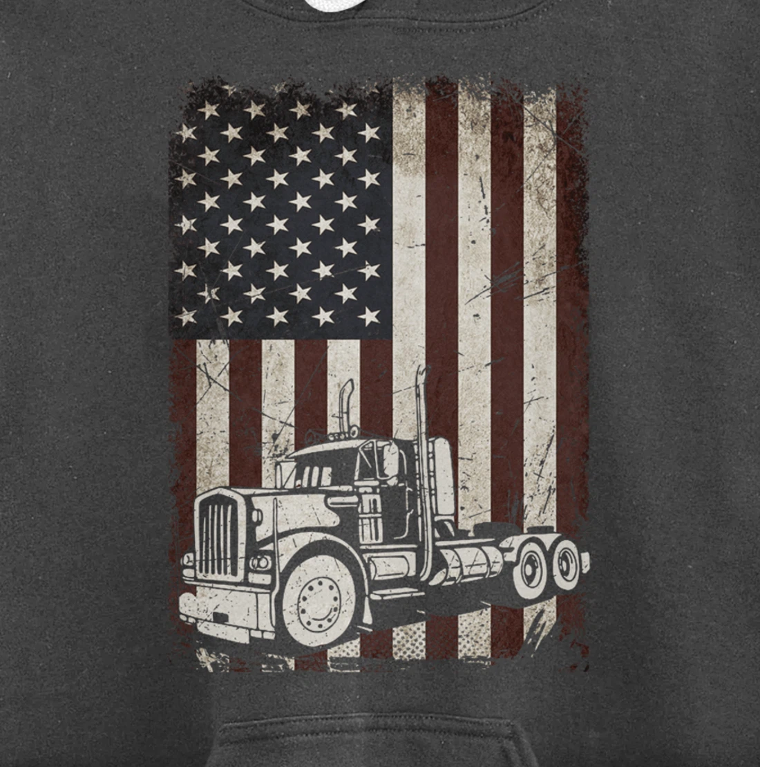 Trucking American Flag Vintage Tennis Truck Trucker Gift Men Pullover Hoodie