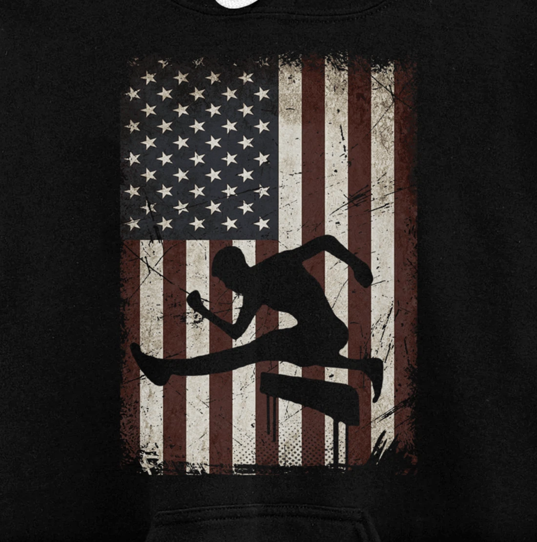 Track and Field Player American Flag Vintage Hurdles Gifts Pullover Hoodie