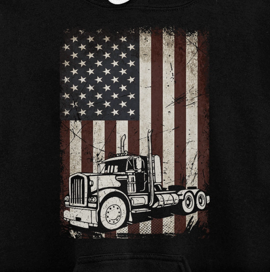 Trucking American Flag Vintage Tennis Truck Trucker Gift Men Pullover Hoodie