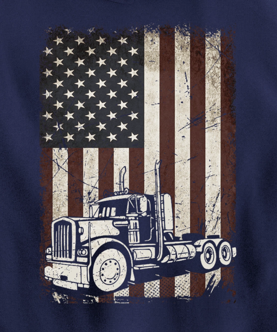 Trucking American Flag Vintage Tennis Truck Trucker Gift Men Pullover Hoodie