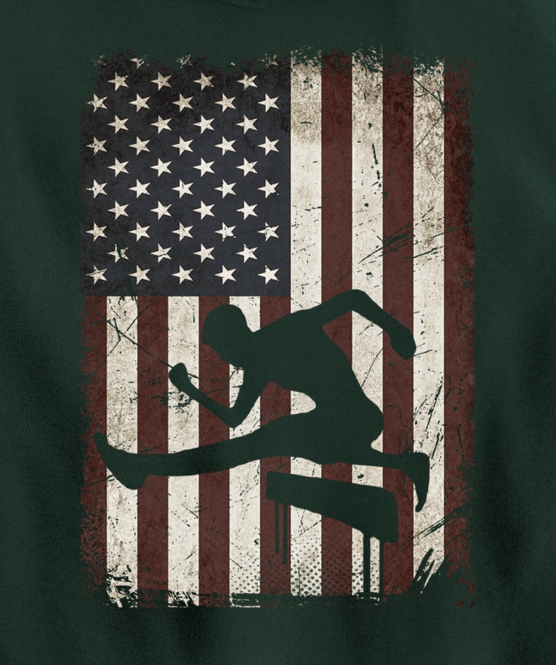 Track and Field Player American Flag Vintage Hurdles Gifts Pullover Hoodie
