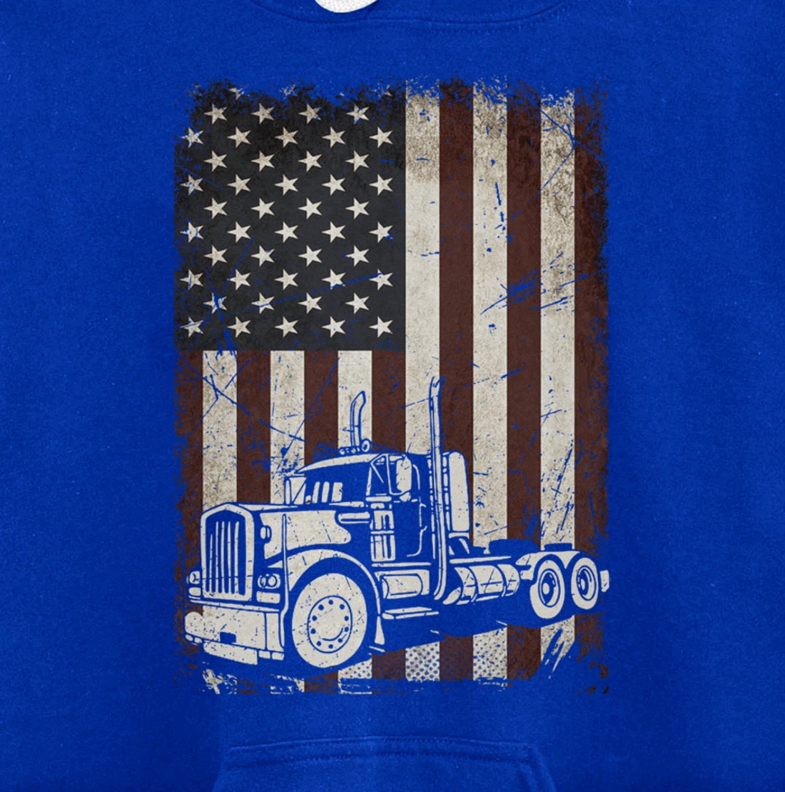 Trucking American Flag Vintage Tennis Truck Trucker Gift Men Pullover Hoodie