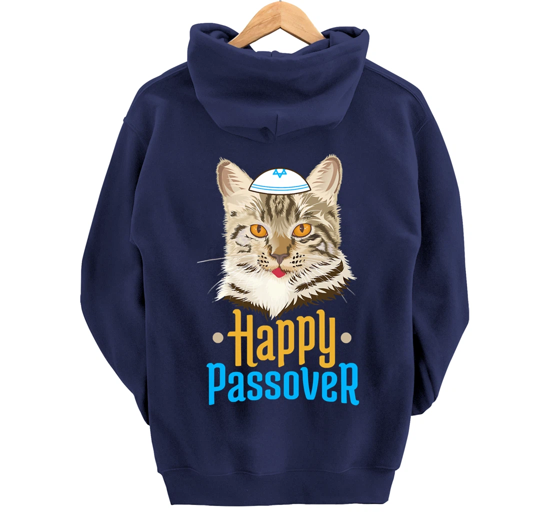 Hanukkah Passover Happy Passover Funny Cat Pullover Hoodie