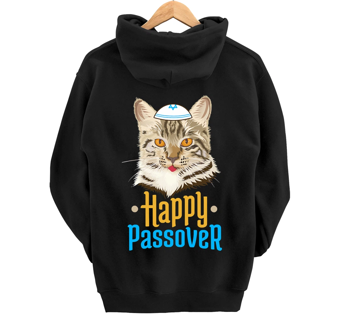 Hanukkah Passover Happy Passover Funny Cat Pullover Hoodie