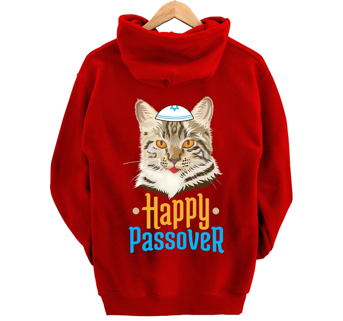 Hanukkah Passover Happy Passover Funny Cat Pullover Hoodie
