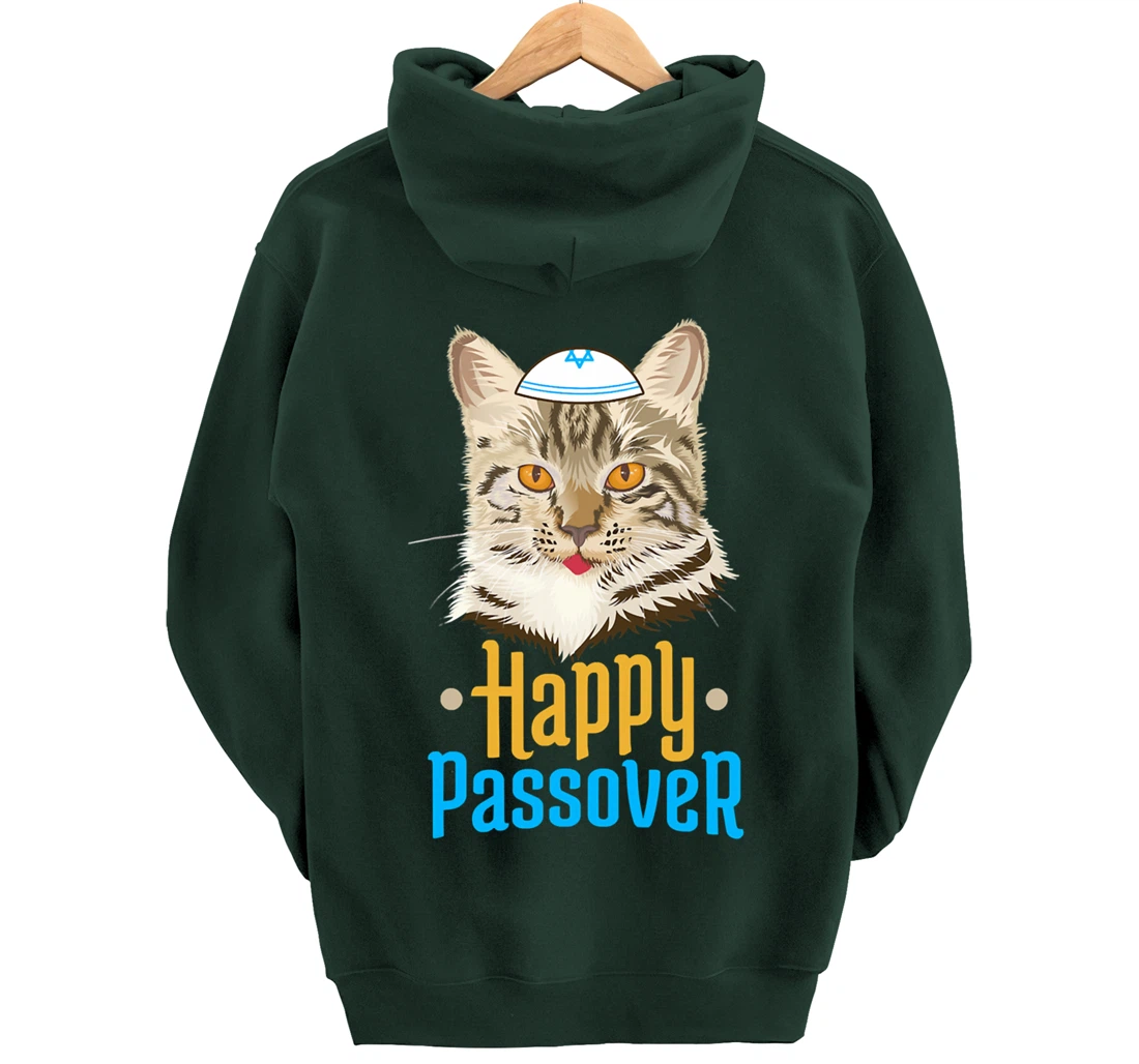 Hanukkah Passover Happy Passover Funny Cat Pullover Hoodie