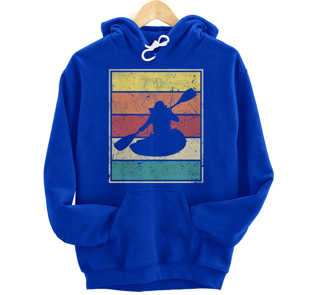 Paddling Canoe. Retro Vintage with Classic Stripes Pullover Hoodie