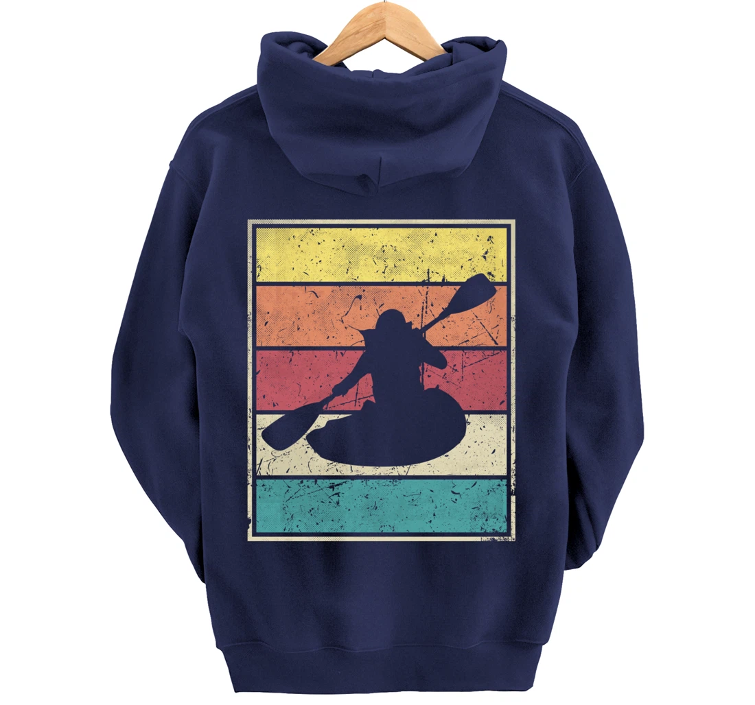 Paddling Canoe. Retro Vintage with Classic Stripes Pullover Hoodie