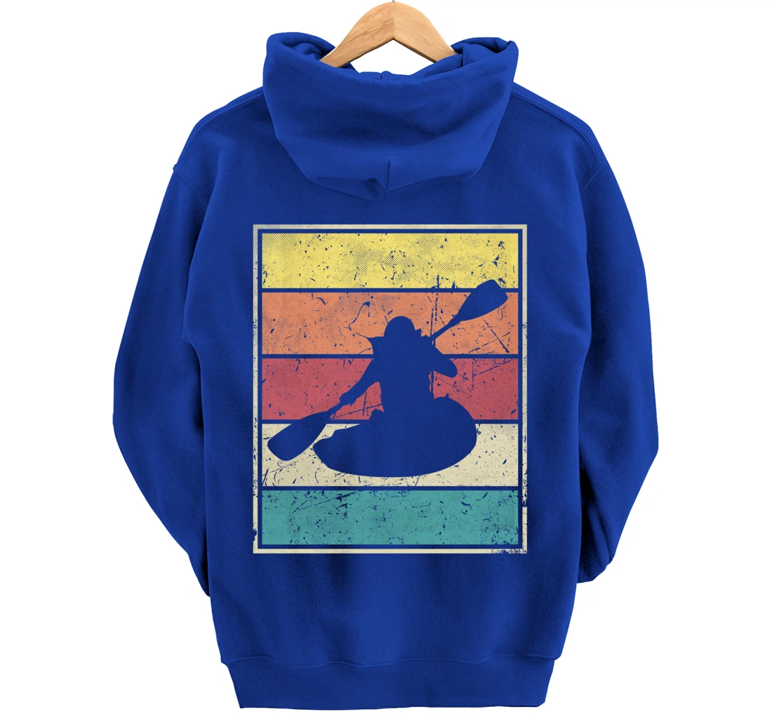 Paddling Canoe. Retro Vintage with Classic Stripes Pullover Hoodie