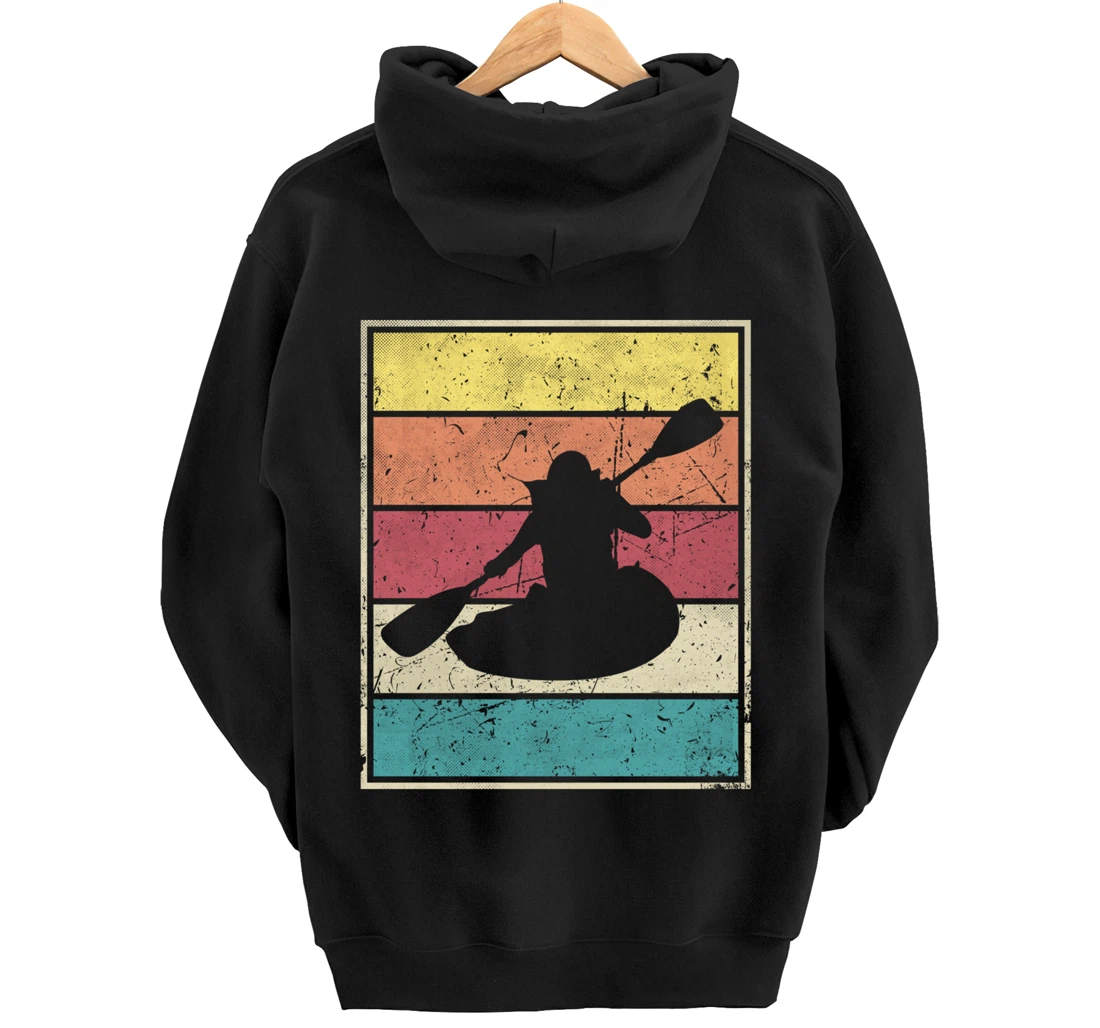 Paddling Canoe. Retro Vintage with Classic Stripes Pullover Hoodie
