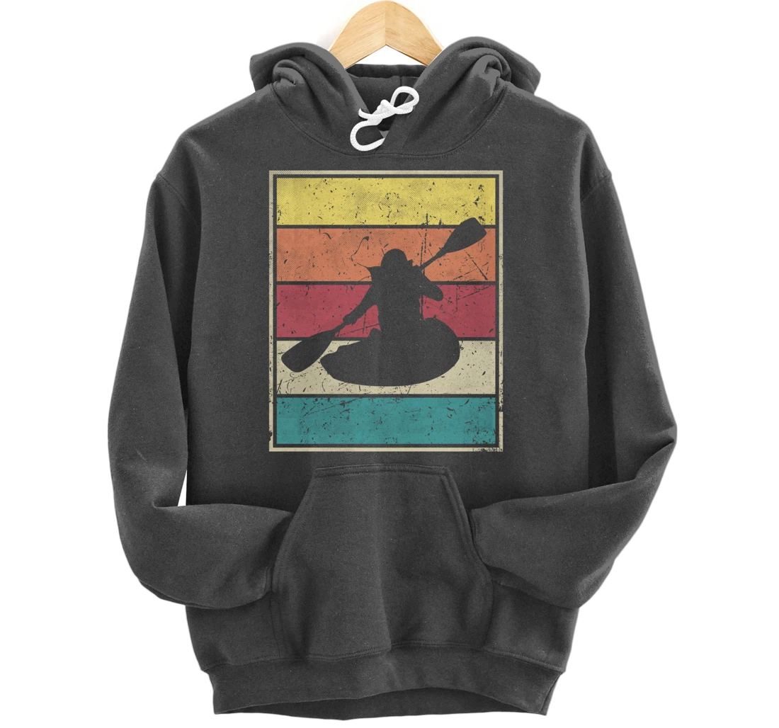 Paddling Canoe. Retro Vintage with Classic Stripes Pullover Hoodie