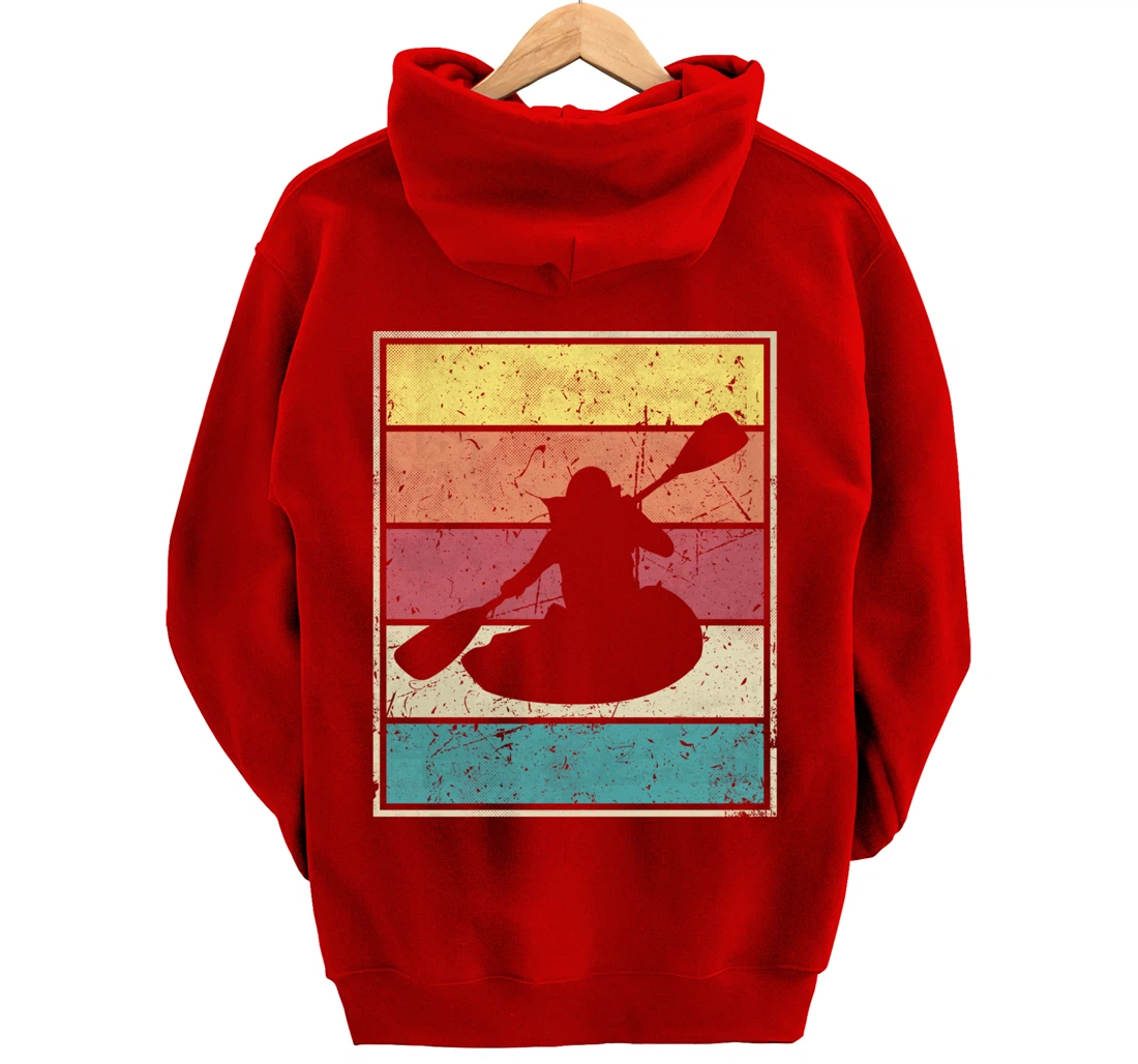 Paddling Canoe. Retro Vintage with Classic Stripes Pullover Hoodie