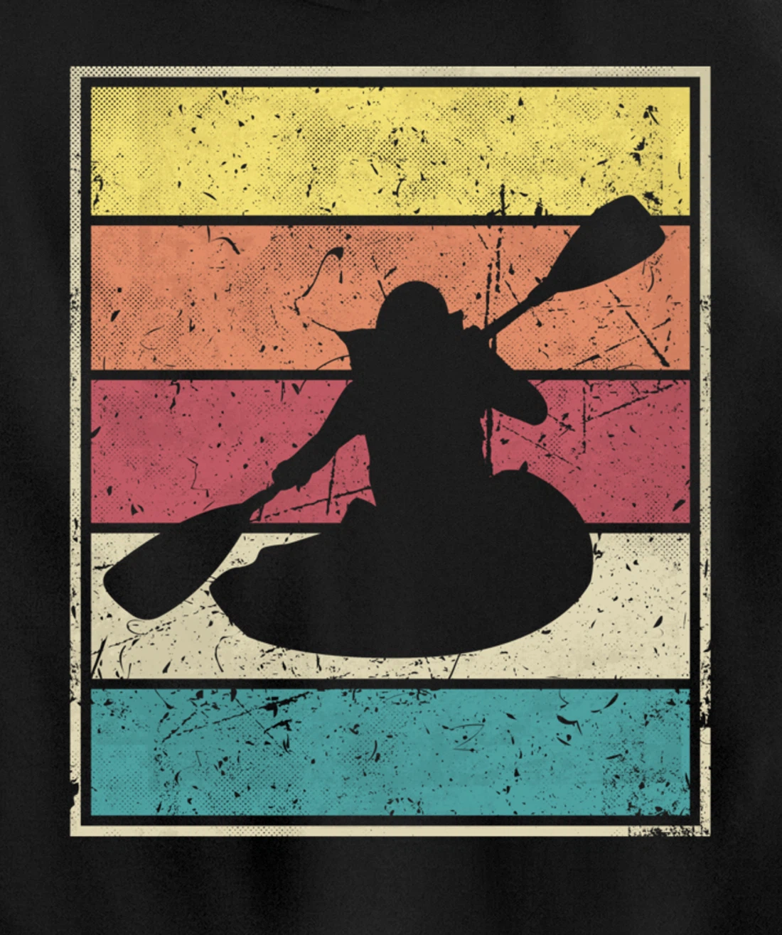 Paddling Canoe. Retro Vintage with Classic Stripes Pullover Hoodie