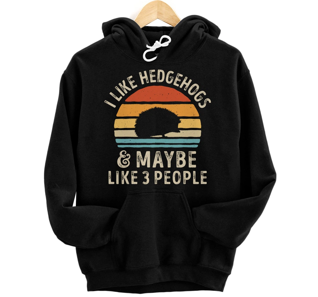 I Like Hedgehogs And Maybe Like 3 People Hedgehog Retro Men Pullover Hoodie