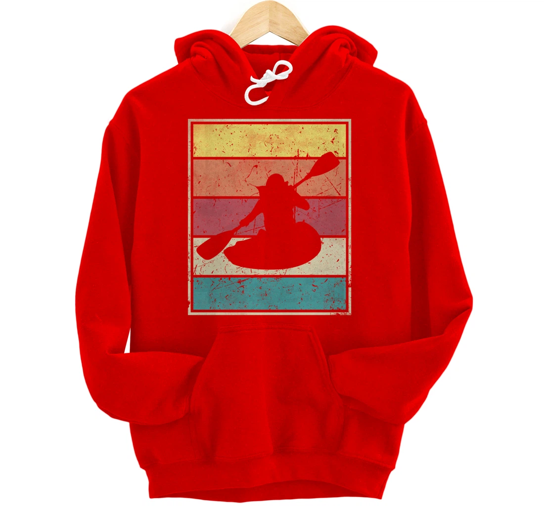 Paddling Canoe. Retro Vintage with Classic Stripes Pullover Hoodie